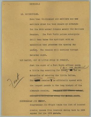Primary view of object titled '[News Script: Reunion]'.
