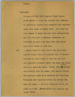 Primary view of object titled '[News Script: Cates]'.