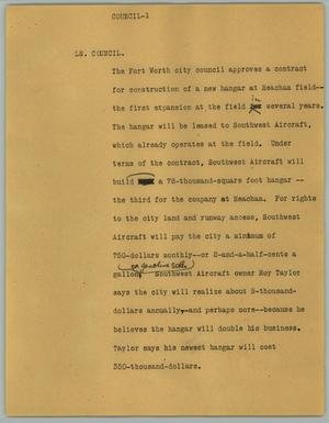 Primary view of object titled '[News Script: LS. Council]'.