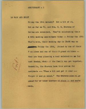 Primary view of object titled '[News Script: Anniversary]'.