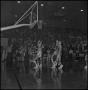Photograph: [Basketball players watch the ball in the net]