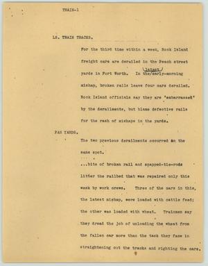 Primary view of object titled '[News Script: Train]'.