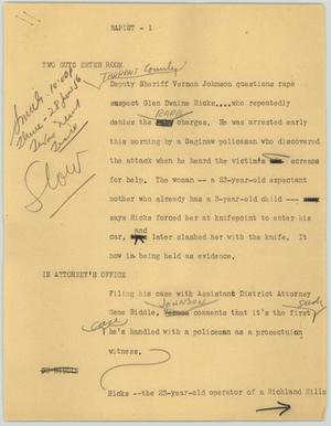 Primary view of object titled '[News Script: Rapist]'.