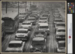 Primary view of object titled '[Detroit Winter Traffic Jam]'.