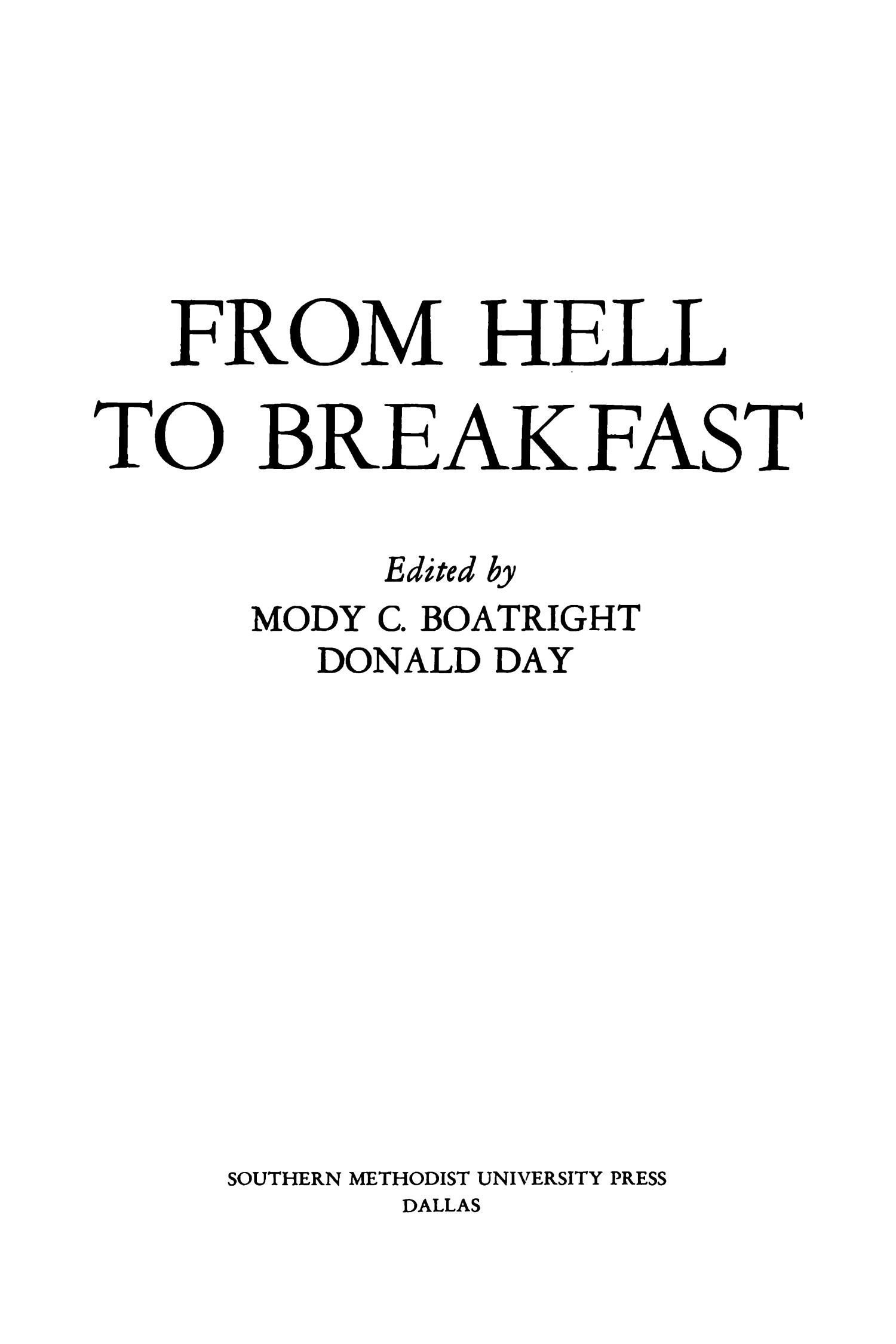 From Hell to Breakfast
                                                
                                                    Title Page
                                                