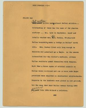 Primary view of object titled '[News Script: Nude prowler]'.