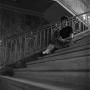 Photograph: [Betty Chapman sitting on stairs, 2]