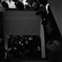 Photograph: [Commencement attendees in stairwell]