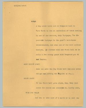 Primary view of object titled '[News Script: Bowling]'.