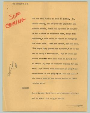 Primary view of object titled '[News Script: Tom Dooley]'.