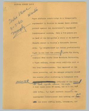 Primary view of object titled '[News Script: Sitdown strike]'.