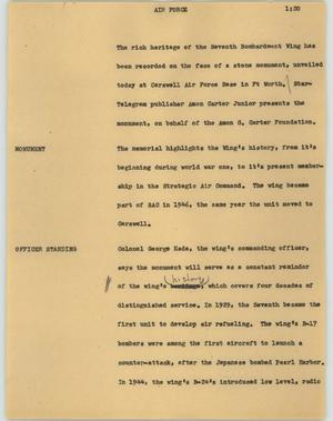 Primary view of object titled '[News Script: Air Force]'.