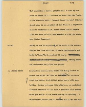 Primary view of object titled '[News Script: Whaley]'.