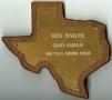 Primary view of [Don Baker Grand Marshal 1986 Texas Freedom Parade plaque]