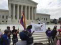 Thumbnail image of item number 1 in: '[Photo taken at the U.S. Supreme Court on Marriage Equality Day, a sign says "National LGBTQ Task Force]'.