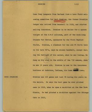 Primary view of object titled '[News Script: Erskine]'.