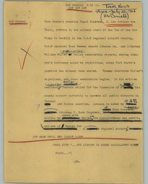 Primary view of object titled '[News Script: CAB hearing]'.