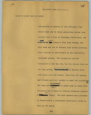 Primary view of object titled '[News Script: Arlington band]'.