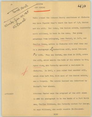Primary view of object titled '[News Script: Sexton]'.