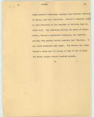 Primary view of object titled '[News Script: Barrow]'.
