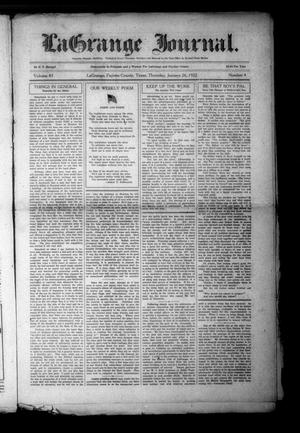 Primary view of object titled 'La Grange Journal. (La Grange, Tex.), Vol. 43, No. 4, Ed. 1 Thursday, January 26, 1922'.