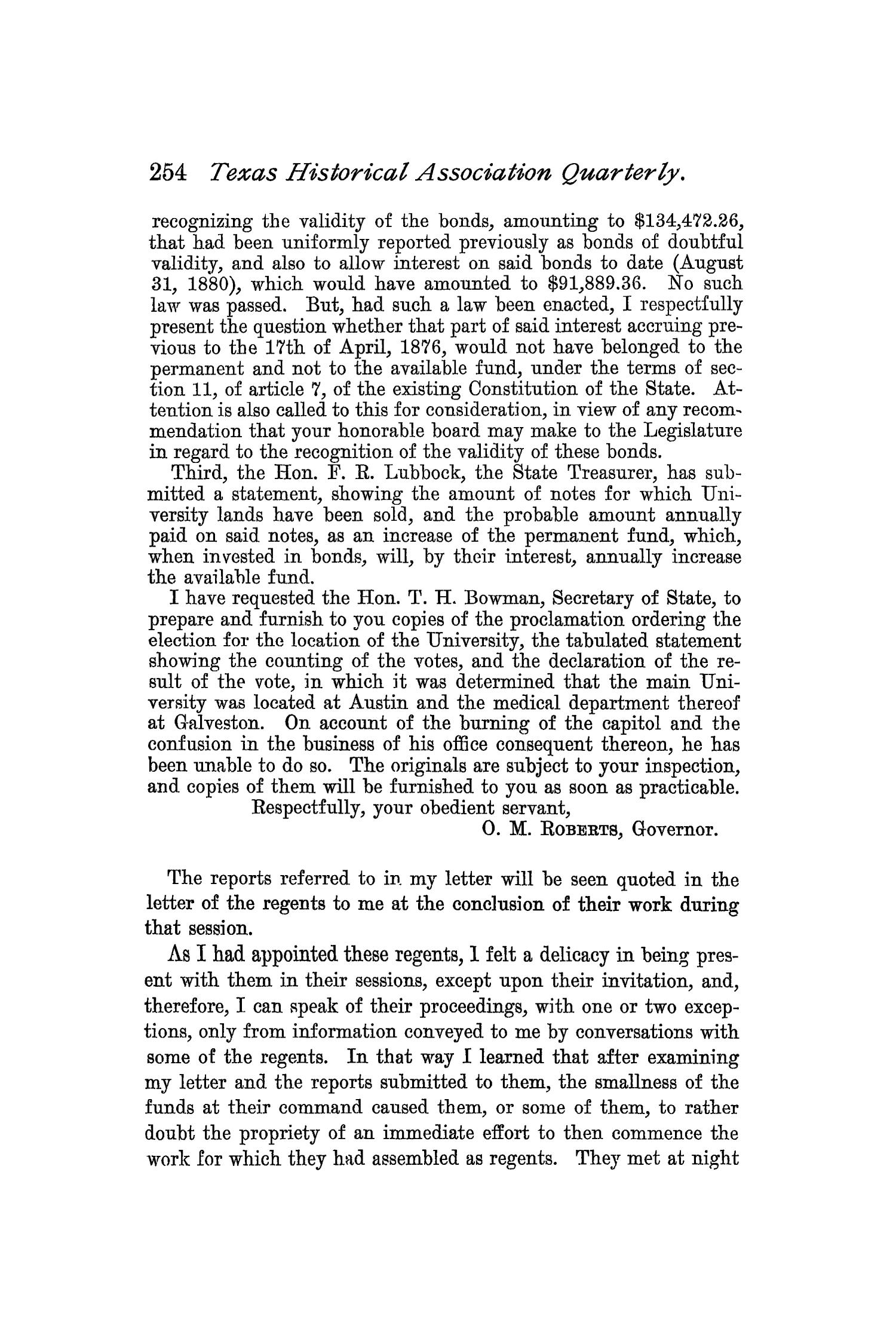 The Quarterly of the Texas State Historical Association, Volume 1, July 1897 - April, 1898
                                                
                                                    254
                                                
