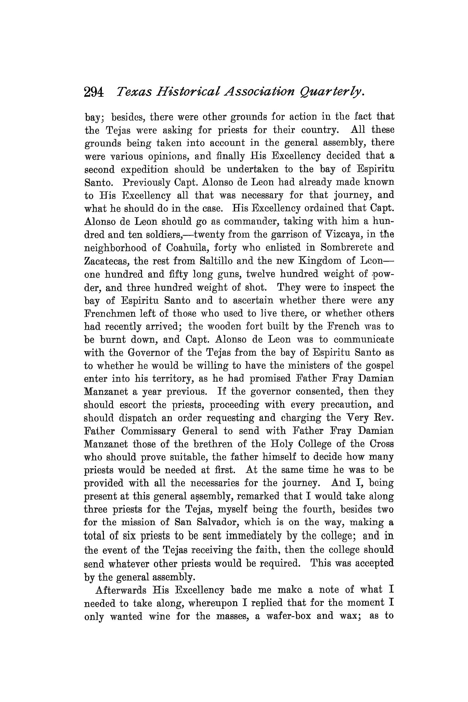 The Quarterly of the Texas State Historical Association, Volume 2, July 1898 - April, 1899
                                                
                                                    294
                                                