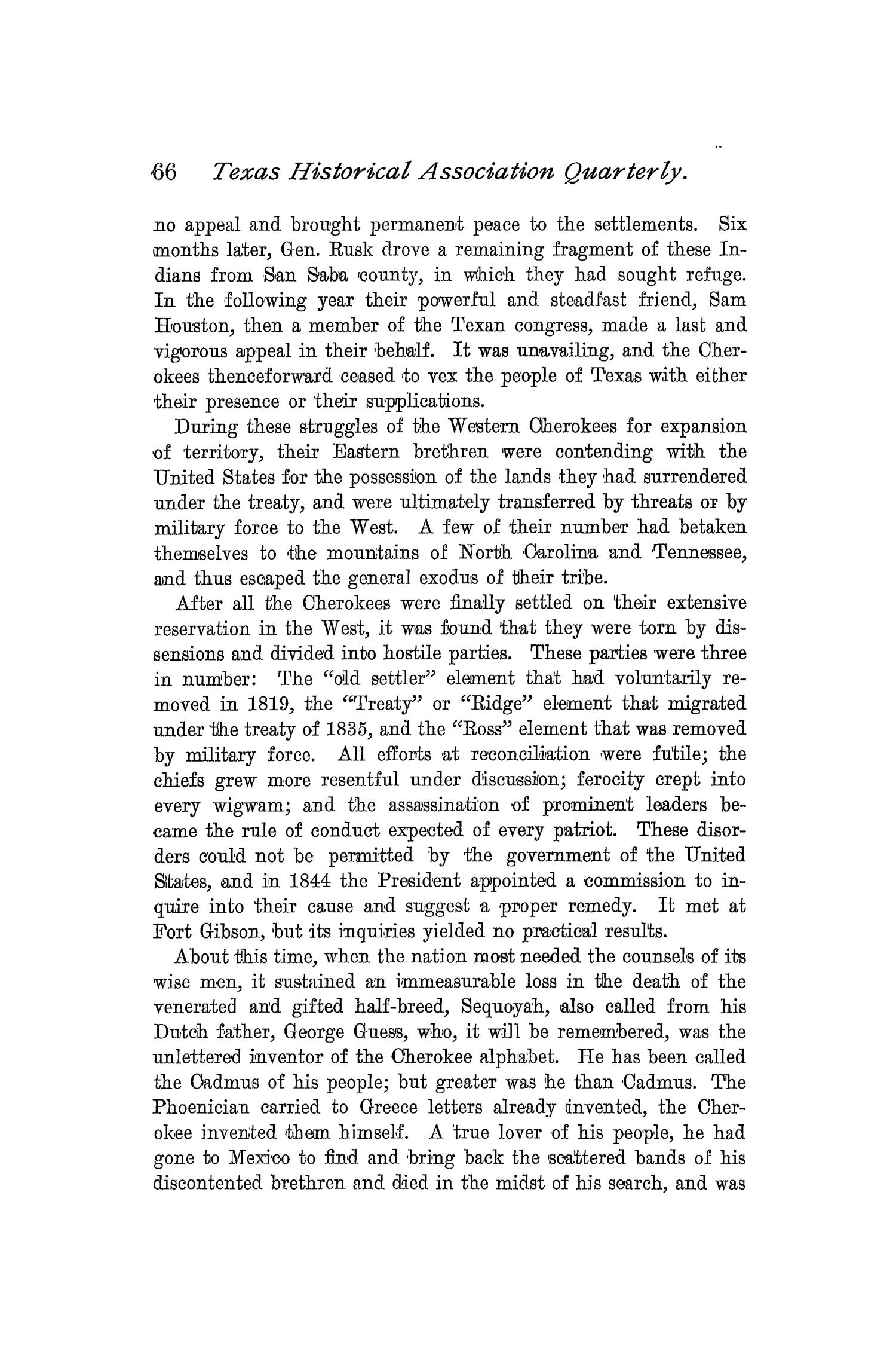 The Quarterly of the Texas State Historical Association, Volume 2, July 1898 - April, 1899
                                                
                                                    66
                                                