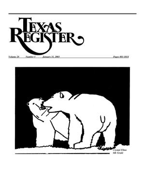 Primary view of object titled 'Texas Register, Volume 28, Number 5, Pages 801-1014, January 31, 2003'.