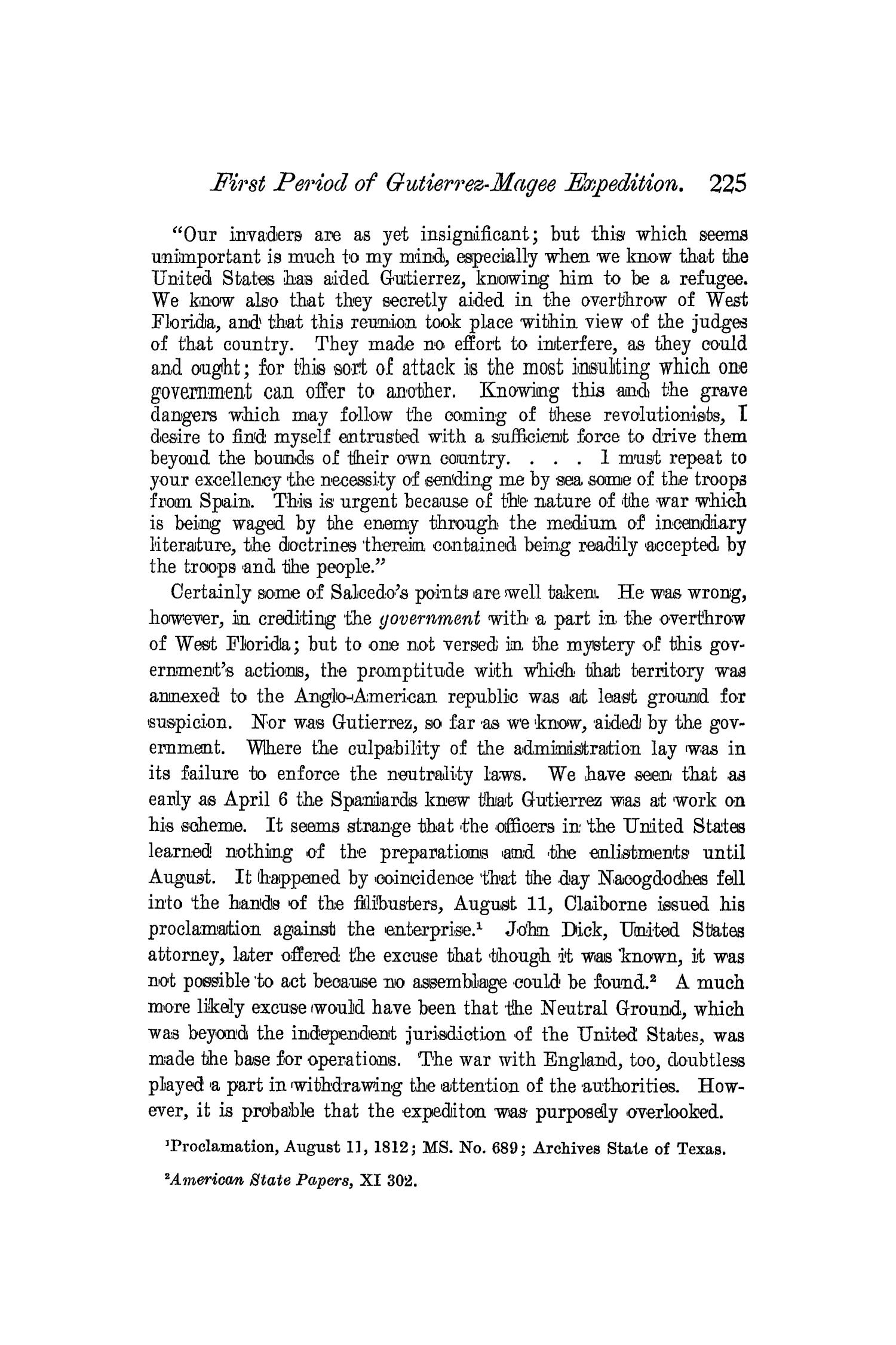 The Quarterly of the Texas State Historical Association, Volume 4, July 1900 - April, 1901
                                                
                                                    225
                                                