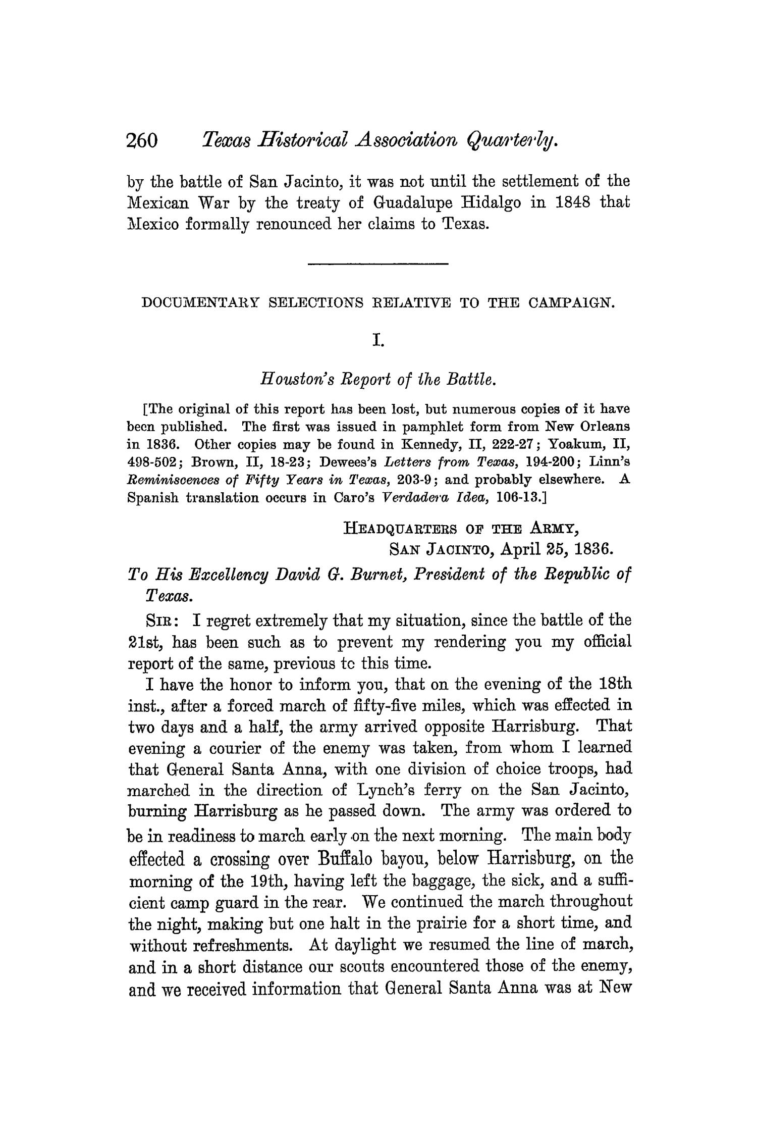 The Quarterly of the Texas State Historical Association, Volume 4, July 1900 - April, 1901
                                                
                                                    260
                                                