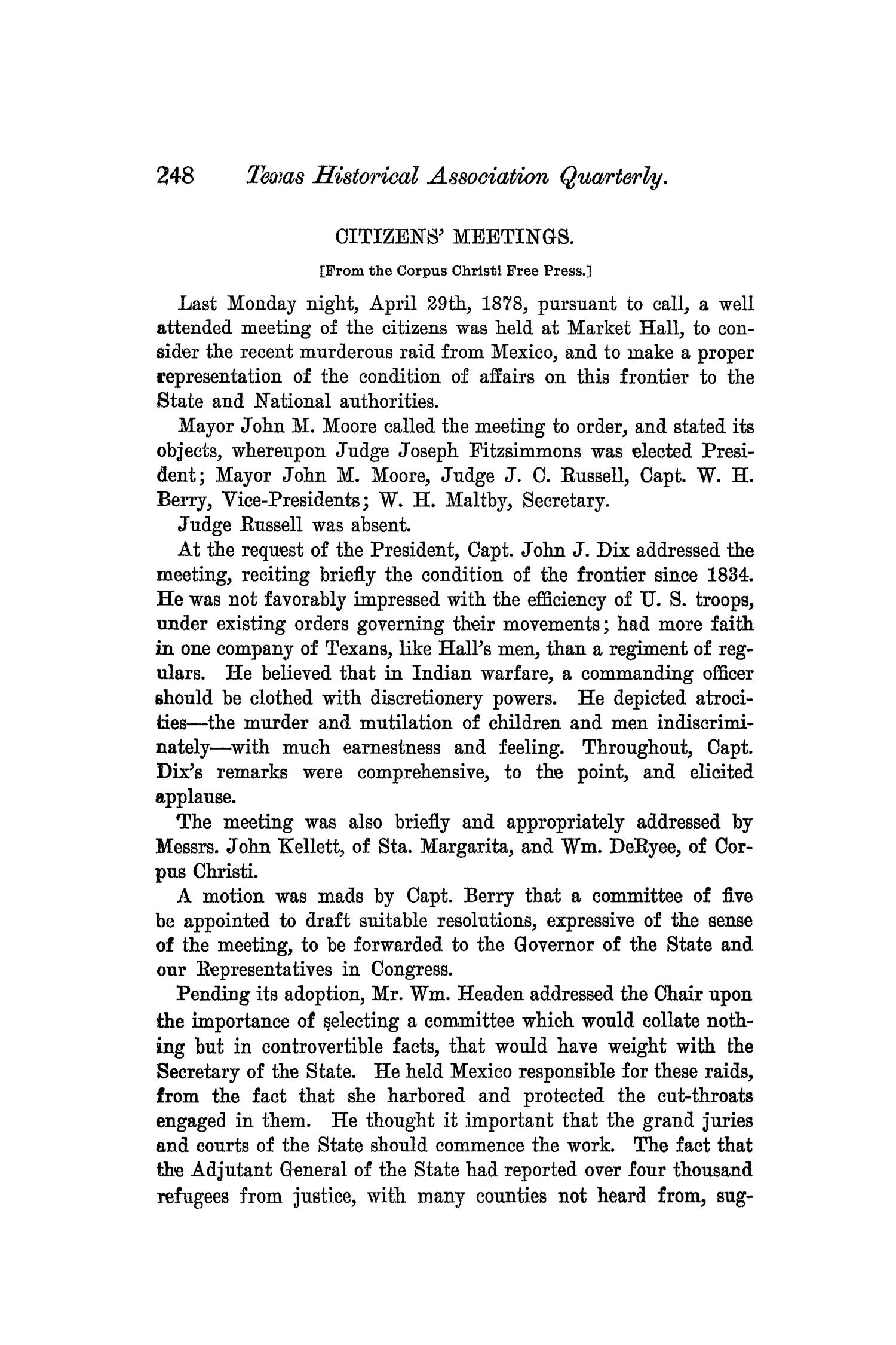 The Quarterly of the Texas State Historical Association, Volume 5, July 1901 - April, 1902
                                                
                                                    248
                                                