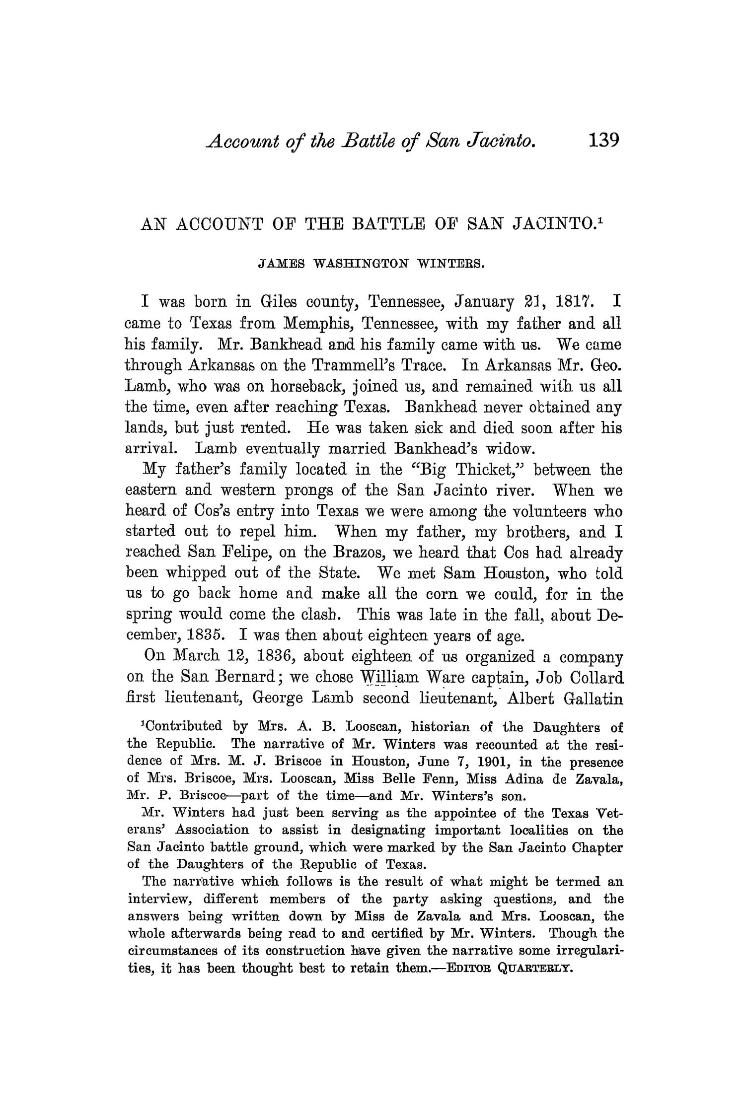 The Quarterly of the Texas State Historical Association, Volume 6, July 1902 - April, 1903
                                                
                                                    139
                                                