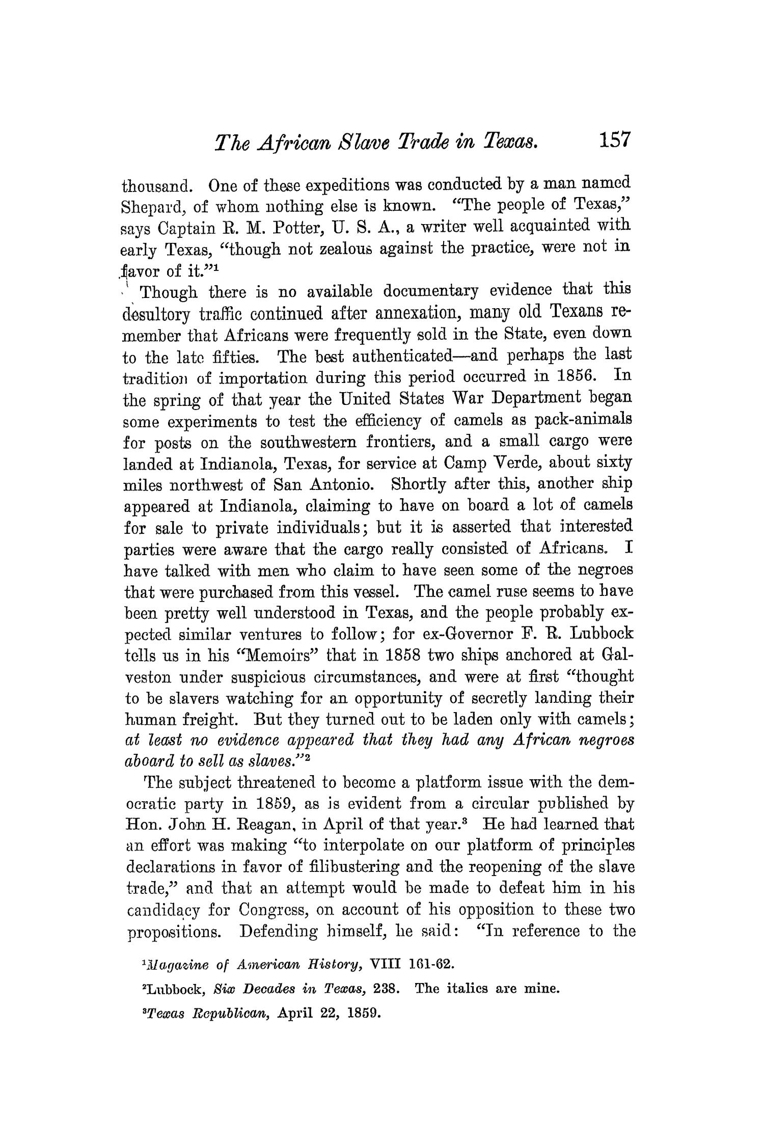 The Quarterly of the Texas State Historical Association, Volume 6, July 1902 - April, 1903
                                                
                                                    157
                                                