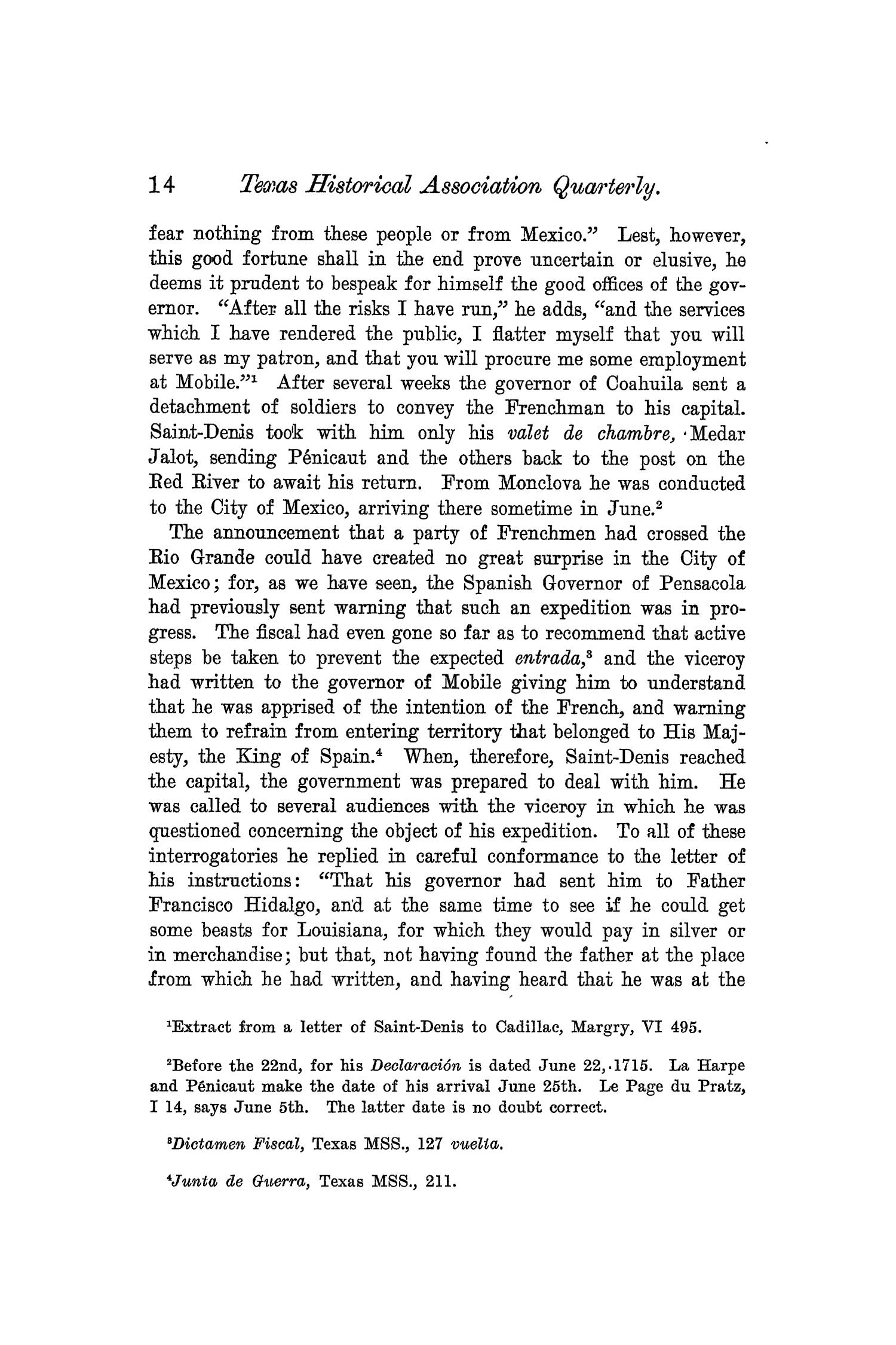The Quarterly of the Texas State Historical Association, Volume 6, July 1902 - April, 1903
                                                
                                                    14
                                                