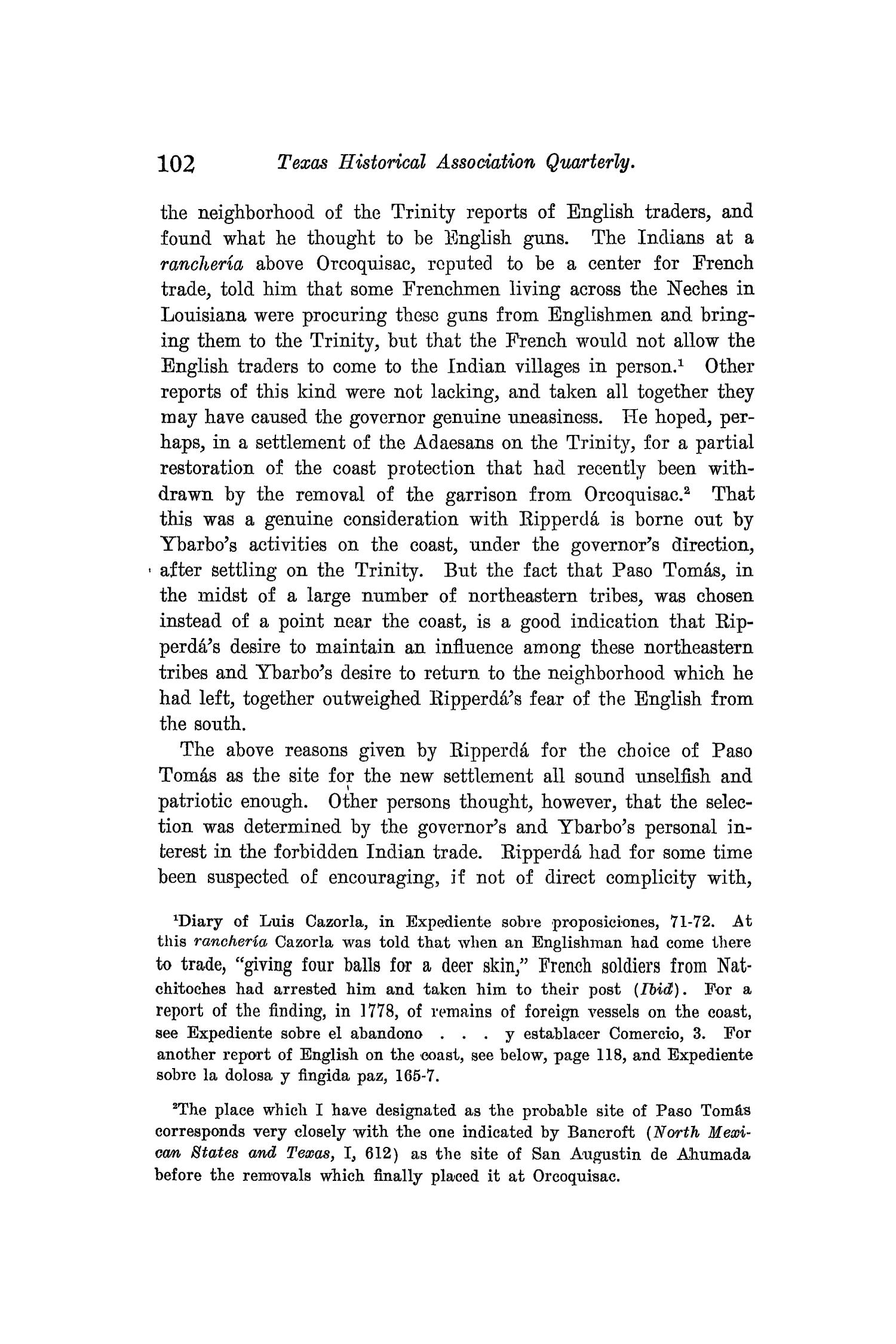 The Quarterly of the Texas State Historical Association, Volume 9, July 1905 - April, 1906
                                                
                                                    102
                                                