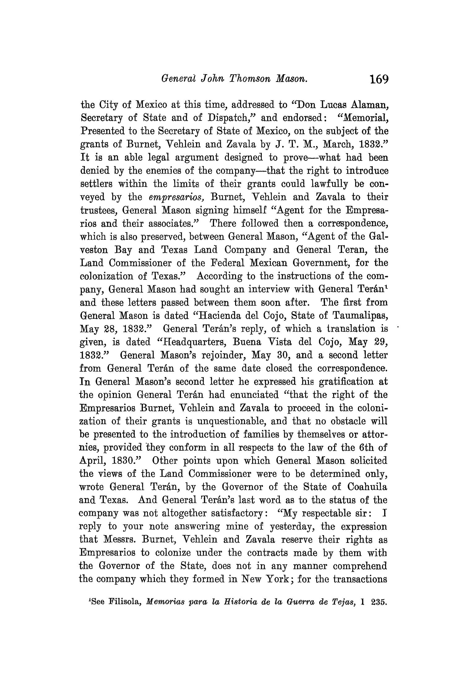 The Quarterly of the Texas State Historical Association, Volume 11, July 1907 - April, 1908
                                                
                                                    169
                                                