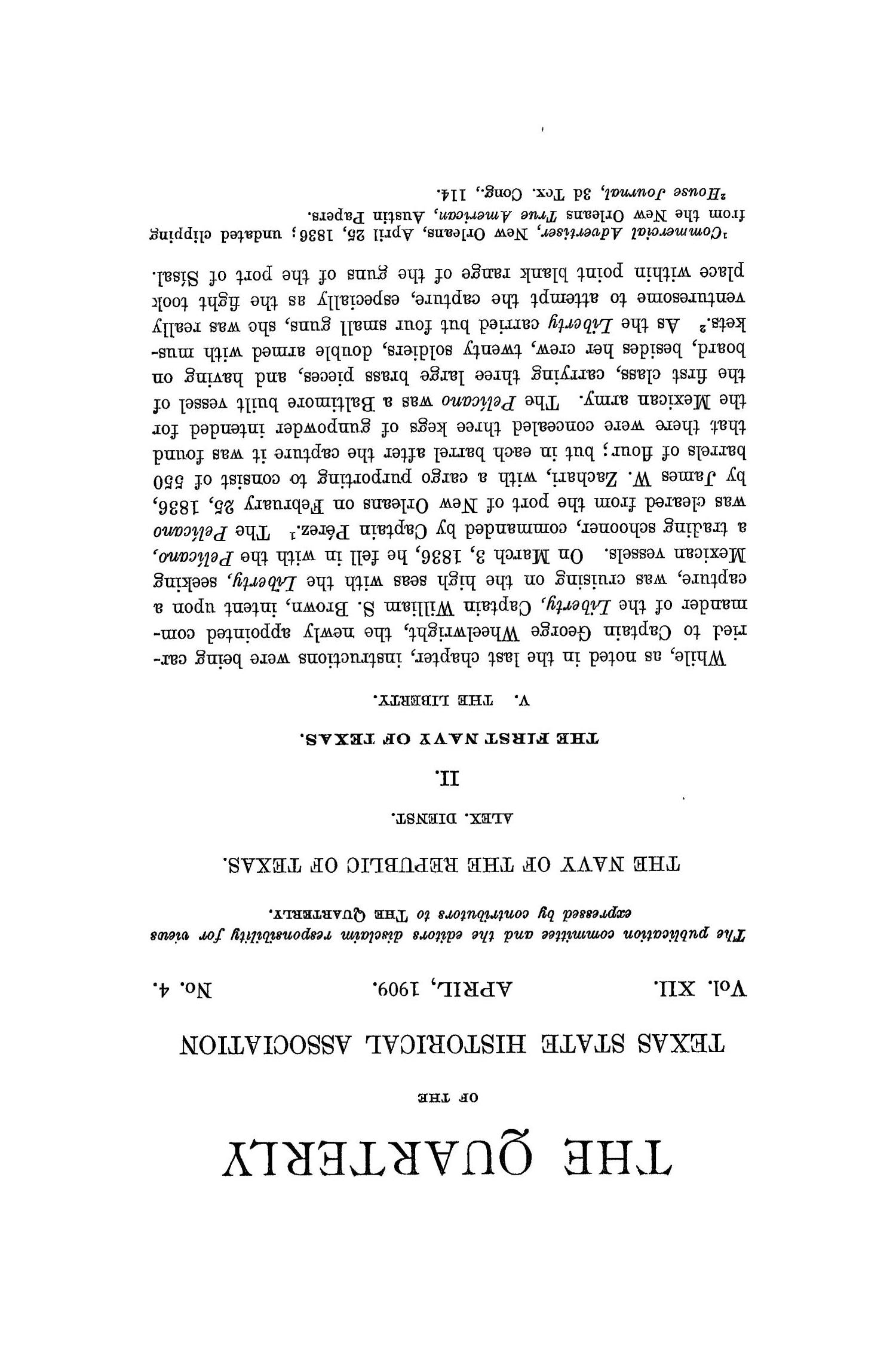 The Quarterly of the Texas State Historical Association, Volume 12, July 1908 - April, 1909
                                                
                                                    249
                                                