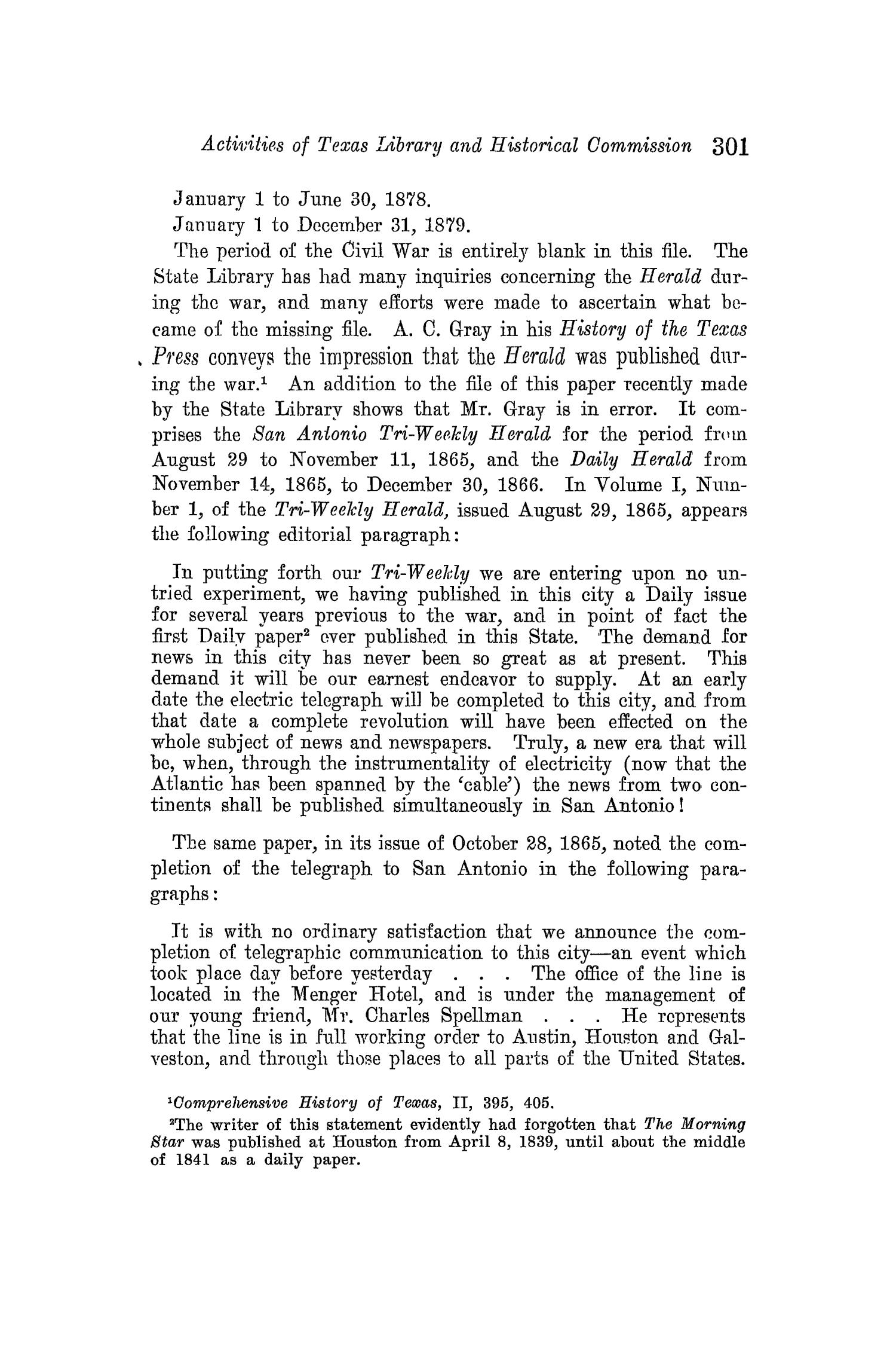 The Quarterly of the Texas State Historical Association, Volume 14, July 1910 - April, 1911
                                                
                                                    301
                                                