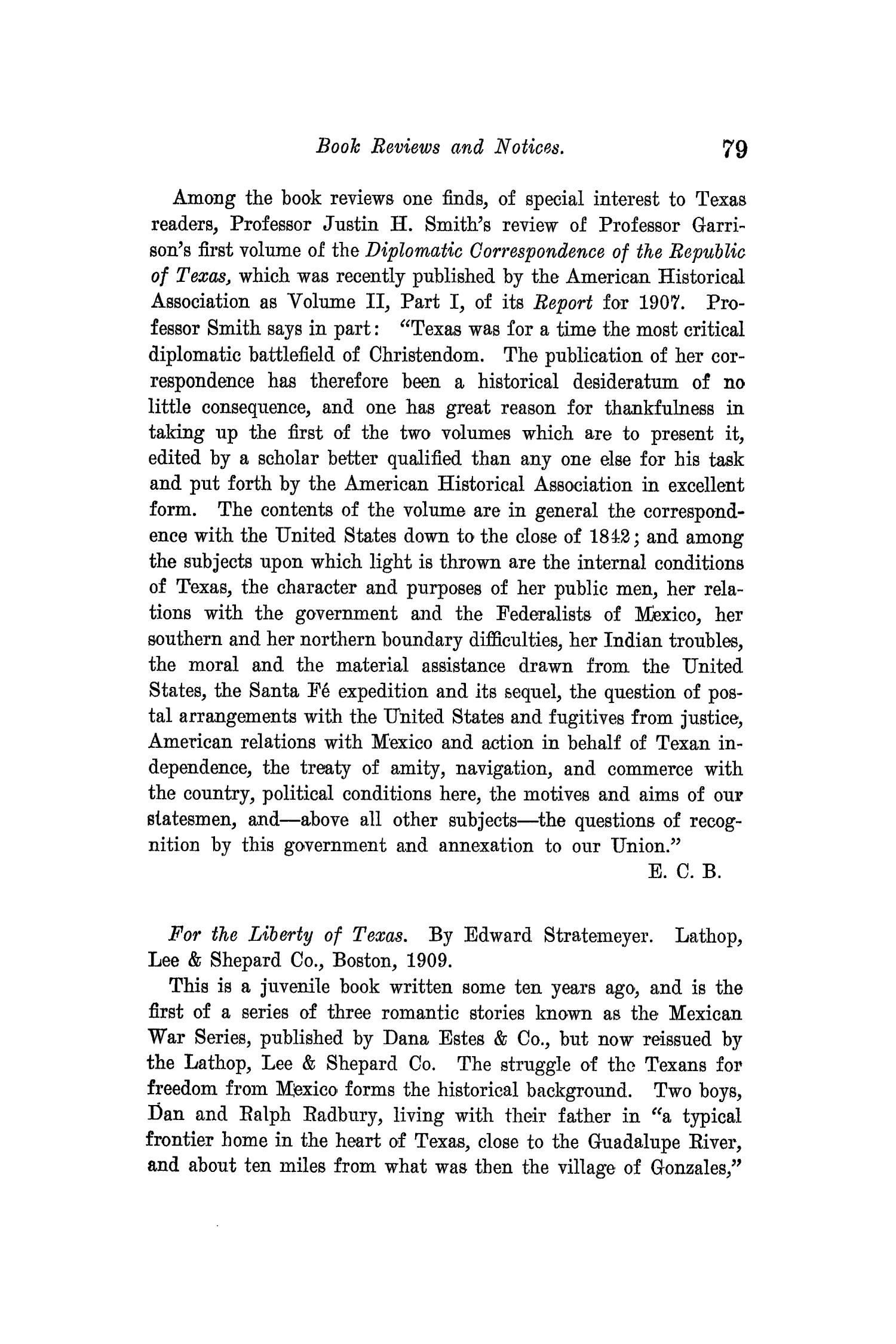 The Quarterly of the Texas State Historical Association, Volume 14, July 1910 - April, 1911
                                                
                                                    79
                                                