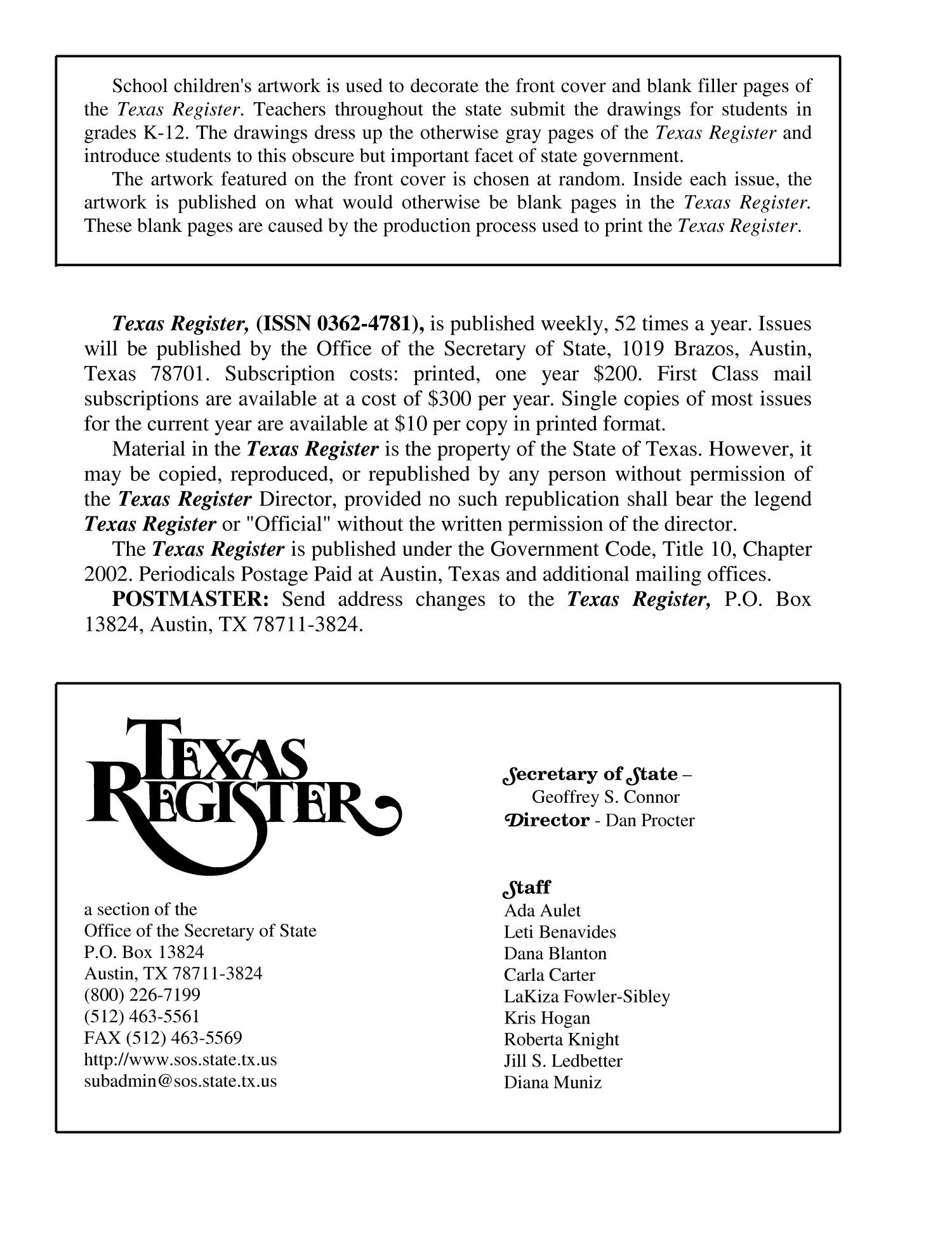 Texas Register, Volume 28, Number 40, Pages 8457-8718, October 3, 2003
                                                
                                                    8458
                                                
