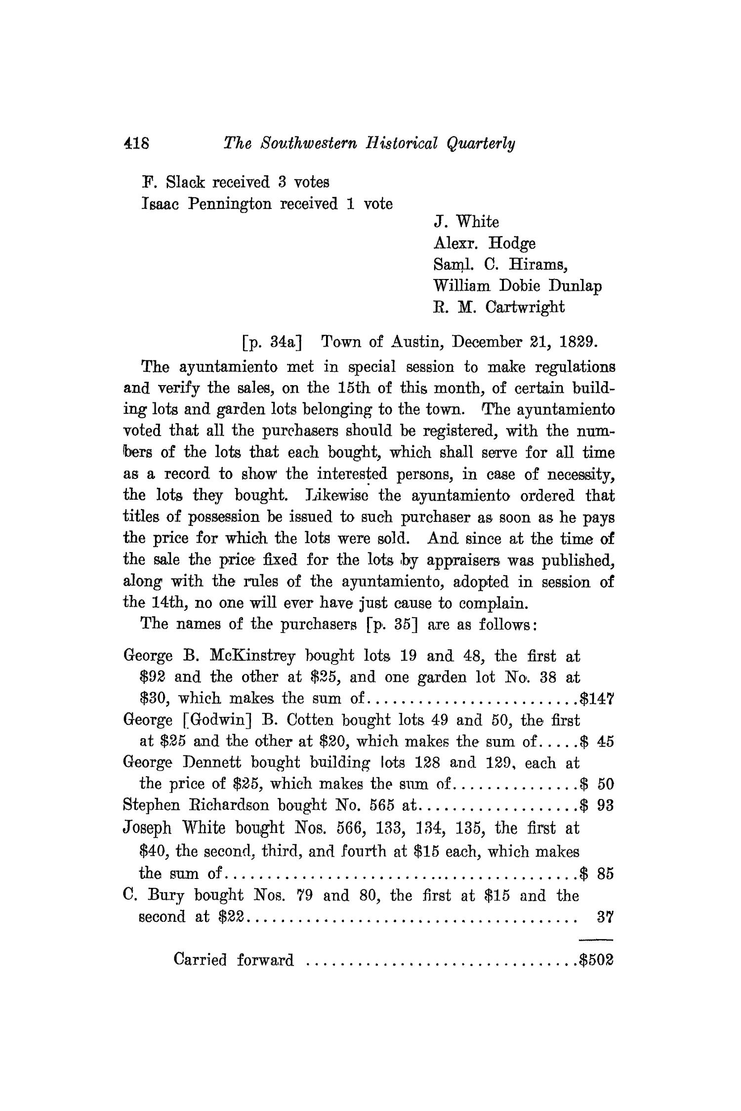 The Southwestern Historical Quarterly, Volume 21, July 1917 - April, 1918
                                                
                                                    418
                                                