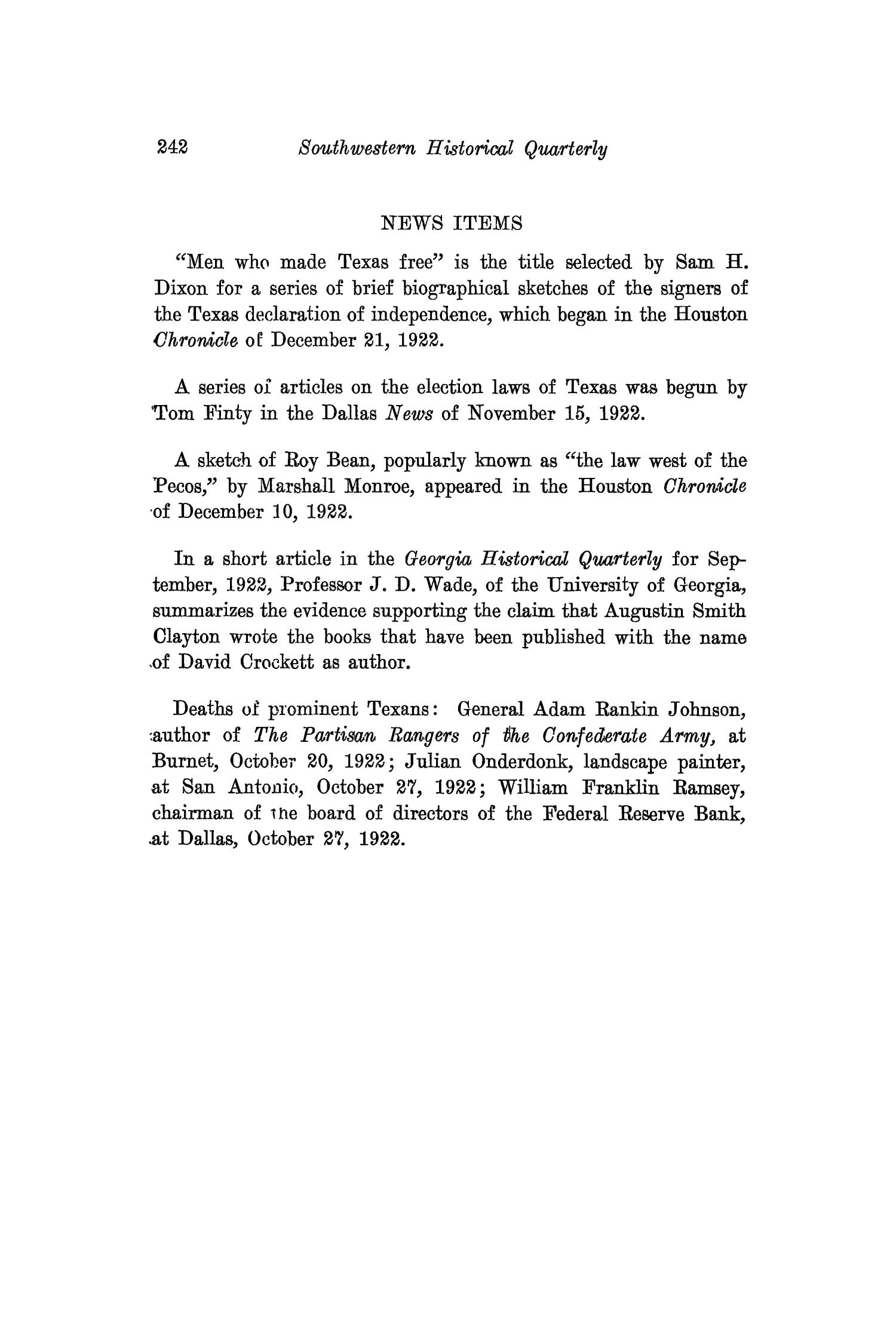 The Southwestern Historical Quarterly, Volume 26, July 1922 - April, 1923
                                                
                                                    242
                                                