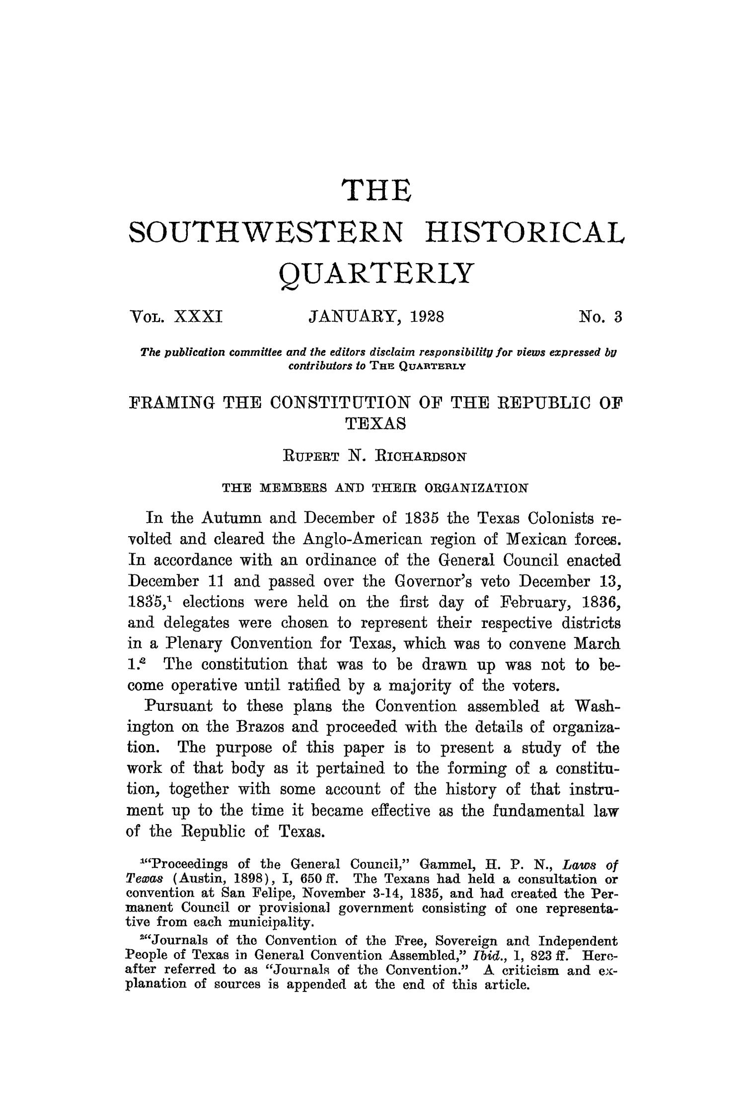 The Southwestern Historical Quarterly, Volume 31, July 1927 - April, 1928
                                                
                                                    191
                                                