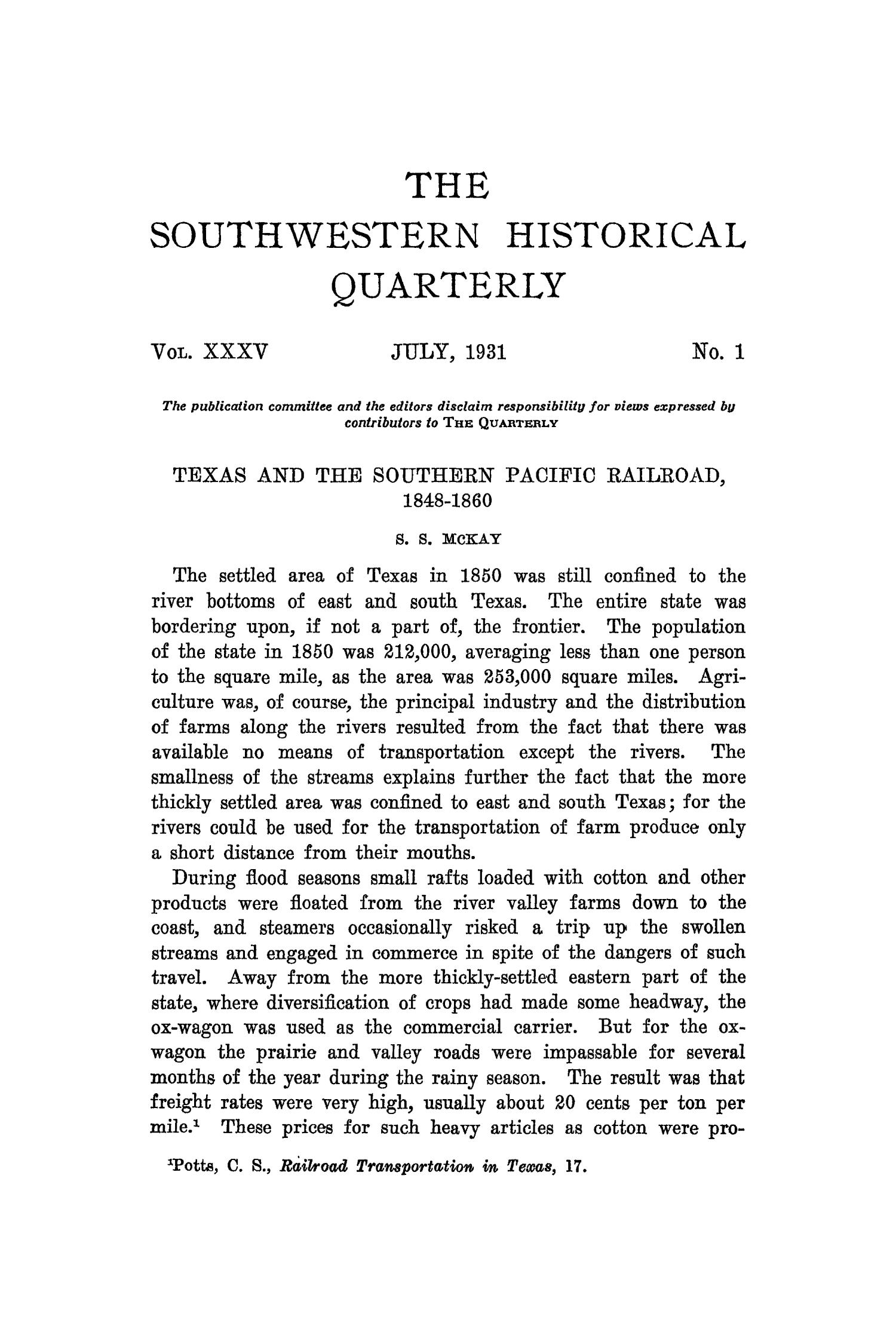 The Southwestern Historical Quarterly, Volume 35, July 1931 - April, 1932
                                                
                                                    1
                                                