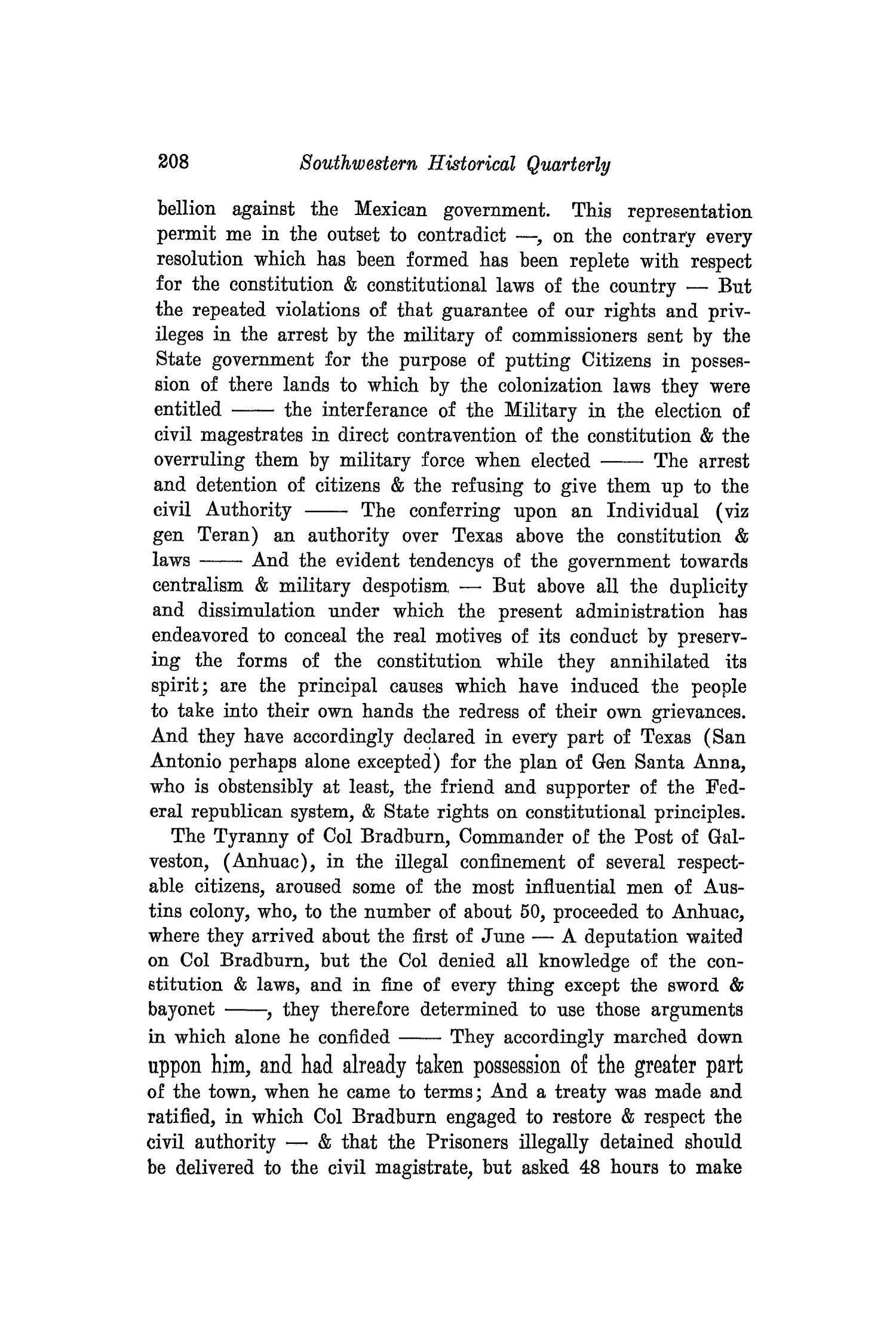 The Southwestern Historical Quarterly, Volume 36, July 1932 - April, 1933
                                                
                                                    208
                                                
