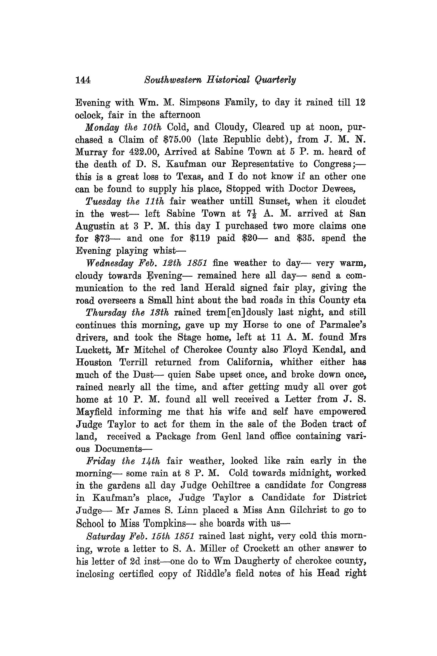 The Southwestern Historical Quarterly, Volume 37, July 1933 - April, 1934
                                                
                                                    144
                                                