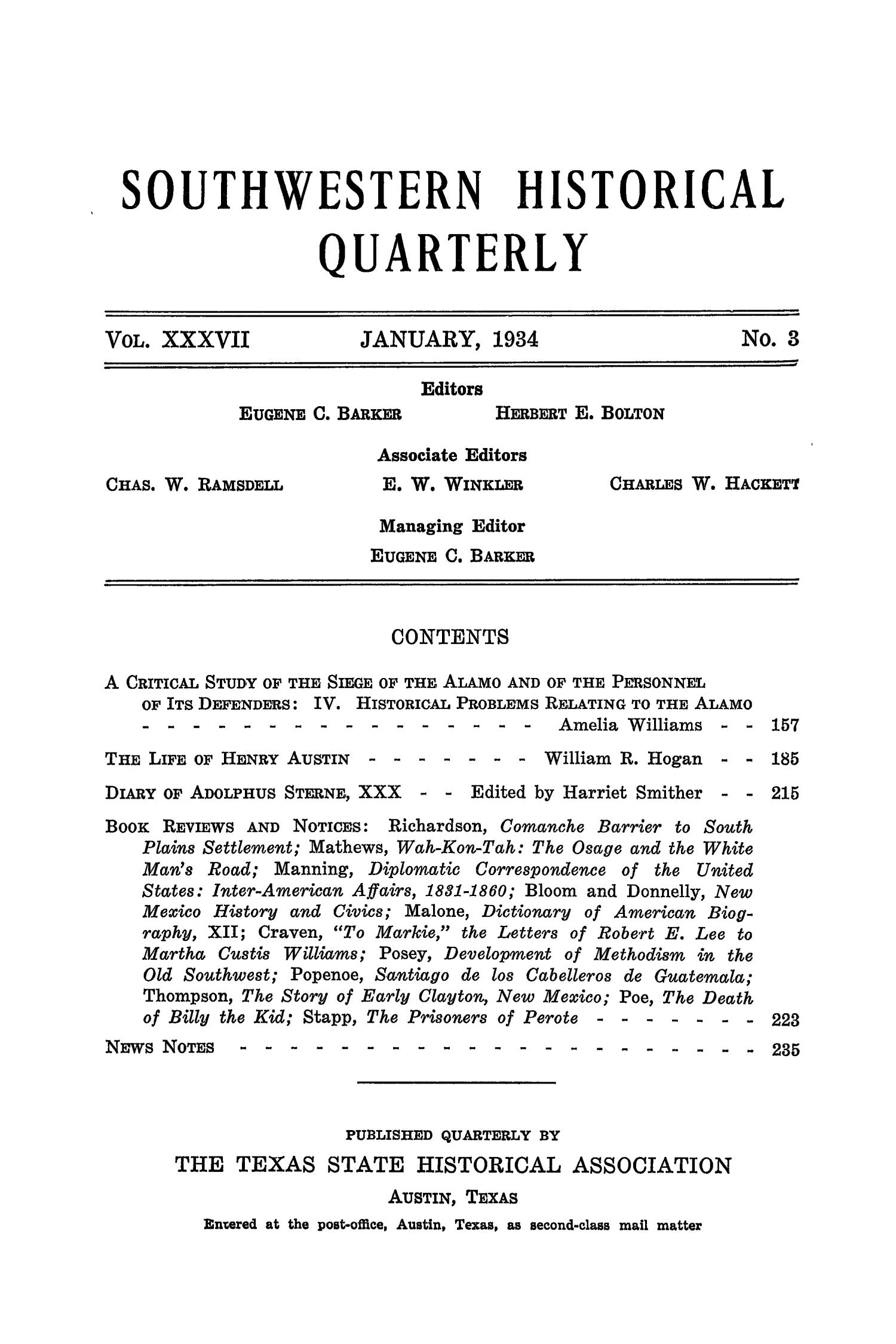 The Southwestern Historical Quarterly, Volume 37, July 1933 - April, 1934
                                                
                                                    None
                                                