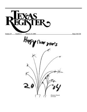 Primary view of object titled 'Texas Register, Volume 29, Number 4, Pages 563-726, January 23, 2004'.
