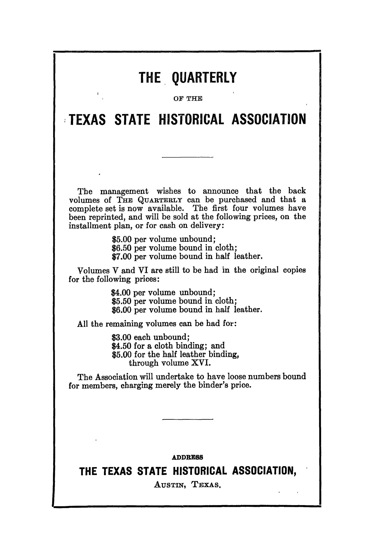 The Southwestern Historical Quarterly, Volume 41, July 1937 - April, 1938
                                                
                                                    None
                                                